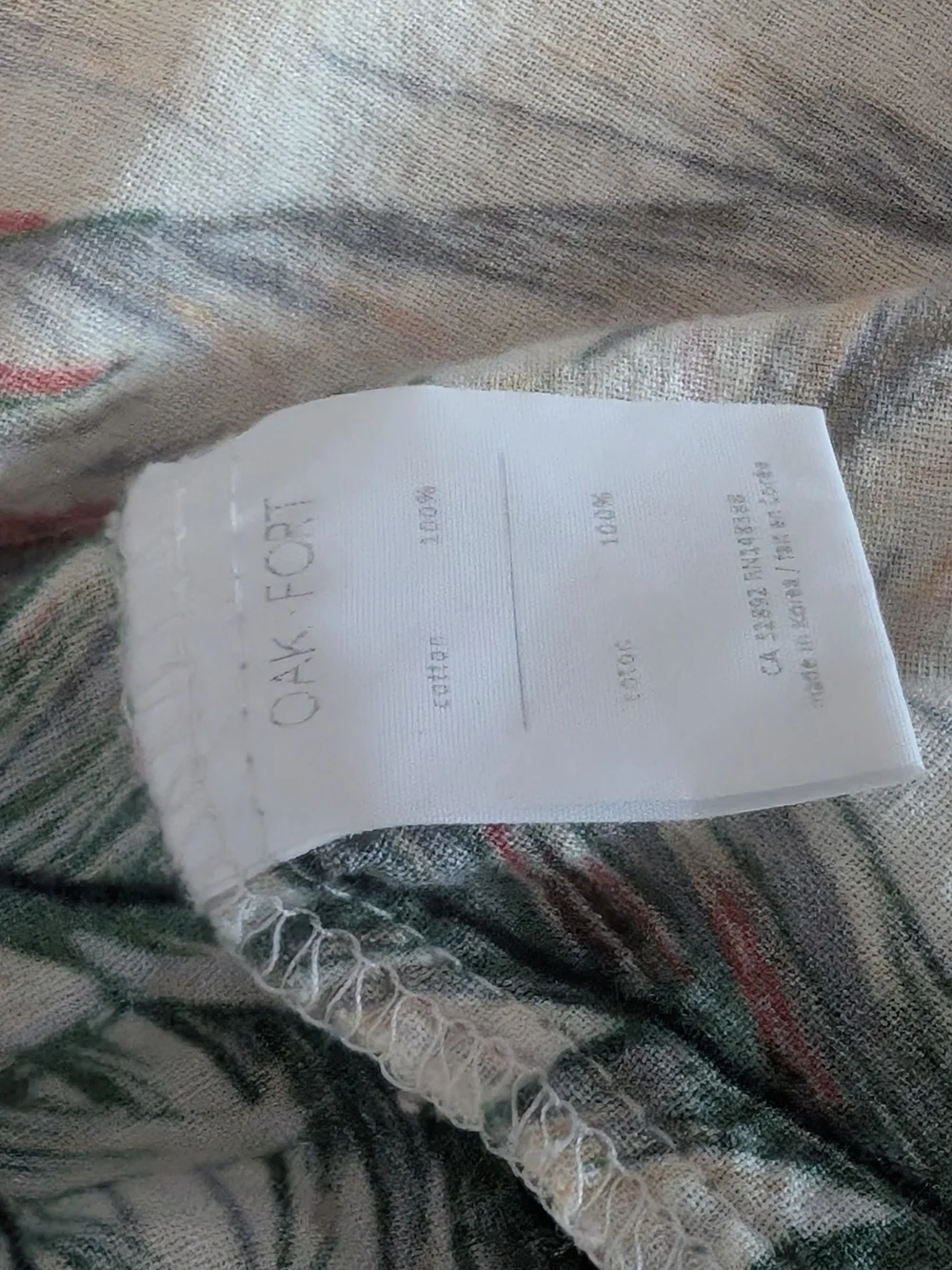 OAK + FORT Cream Sleeveless Maxi Dress with Green and Tan Leaf Print - Picture 3 of 3